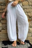 Lina Linen Blend Barrel Pant White